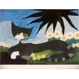 Rosina WACHTMEISTER (EUROPEAN b. 1939) Reclining Cat, lithograph, Signed lower right, 6.75" x 6.