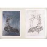 British 20th Century Property of USA - from The Fylingdales Project (2001-2003), Drypoint engraving,