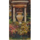 Tom LEAPER (British b. 1963) Urn in Gardens - Isle of Scilly, Pastel on paper, Signed lower right,