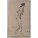 Ferdinand HODLER (Swiss 1853-1918) Emotion, Pencil drawing, Signed lower right, bears Marées