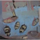 Anna ROWE (British 20th / 21st Century) Boats in Harbour