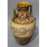 Hannah BARLOW (British 1851-1916) Doulton Lambeth Equestrian Vase