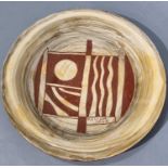 ƚ Reginald James LLOYD (British 1926-2020) Ceramic Plate with Abstract Design in brown and cream