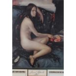 Romano STEFANELLI (Italian b. 1931) A Seated Nude Eating Fruit, Colour print,