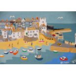 ƚ Richard LODEY (British b. 1950) St Ives, Acrylic and gouache on card, Signed with initials lower