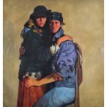 David GAINFORD (British b. 1941) A Seated Couple, Oil on canvas, 49.5" x 47" (125cm x 119cm) (
