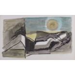 ƚ Reginald James LLOYD (British 1926-2020) Laying Down, Coloured ink and watercolour, Signed and