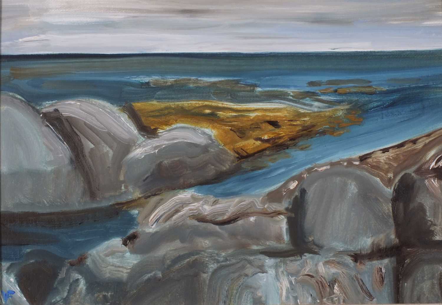 Virginia FITZROY (British b. 1954) Tiree (Scotland), Inlet, Oil on board, Signed with monogramme - Image 9 of 18