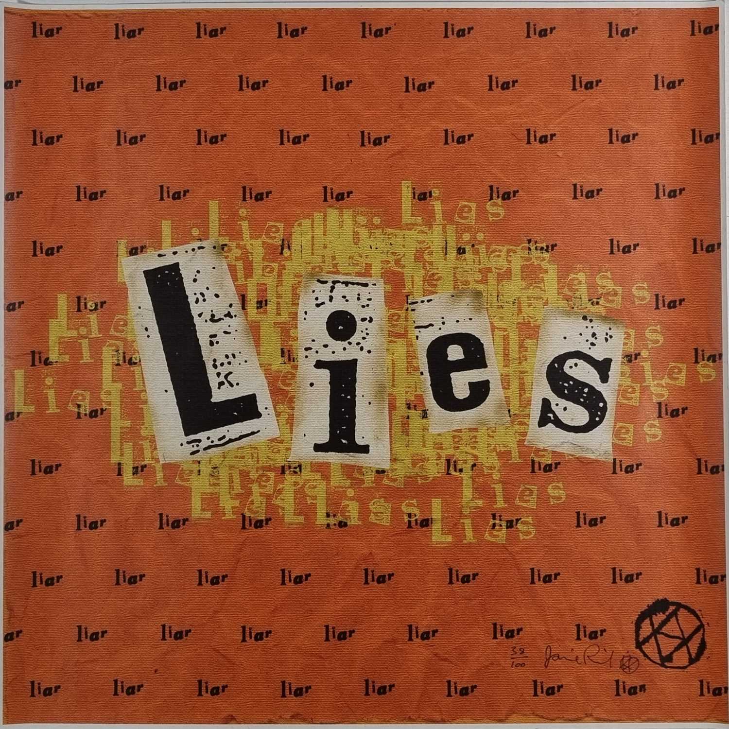 ƚ Jamie REID (British b. 1947) Lies, Limited edition screenprint, Signed and numbered 38/100 lower - Image 3 of 3