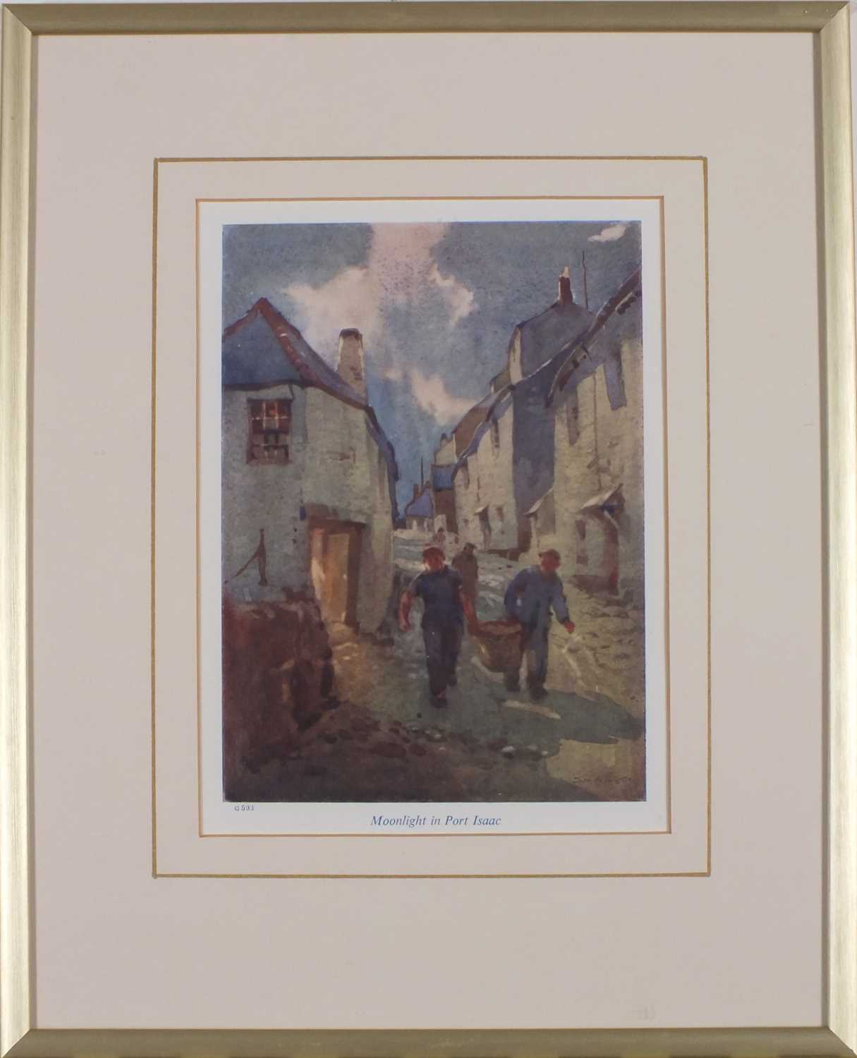 ƚ Jack MERRIOTT (British 1901-1968) Moonlight in Port Isaac, Colour print, 6.5" x 4.75" (16cm x