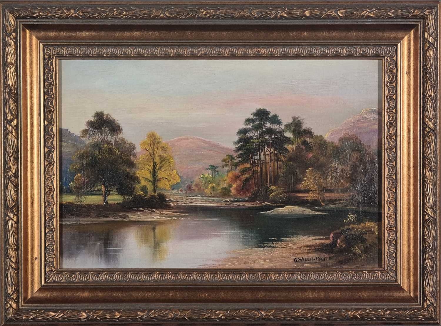 George Willis PRYCE (British 1866-1949) River Landscape, Oil on canvas, Signed lower right, 7.5" x - Image 2 of 9