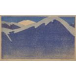 ƚ Billie WATERS (British 1896-1965) Mountains, Aquatint, Signed lower right, dated '45 and