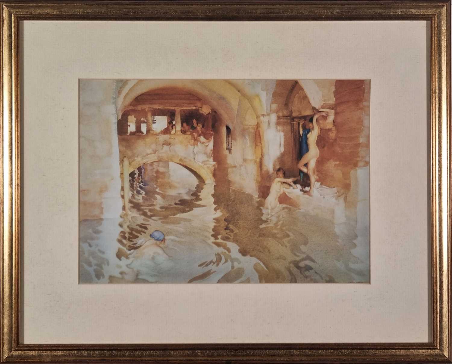 ƚ Sir William Russell FLINT (British 1880-1969) Water Arches, Colour print, 9.75" x 13.75" (24cm x - Image 8 of 9