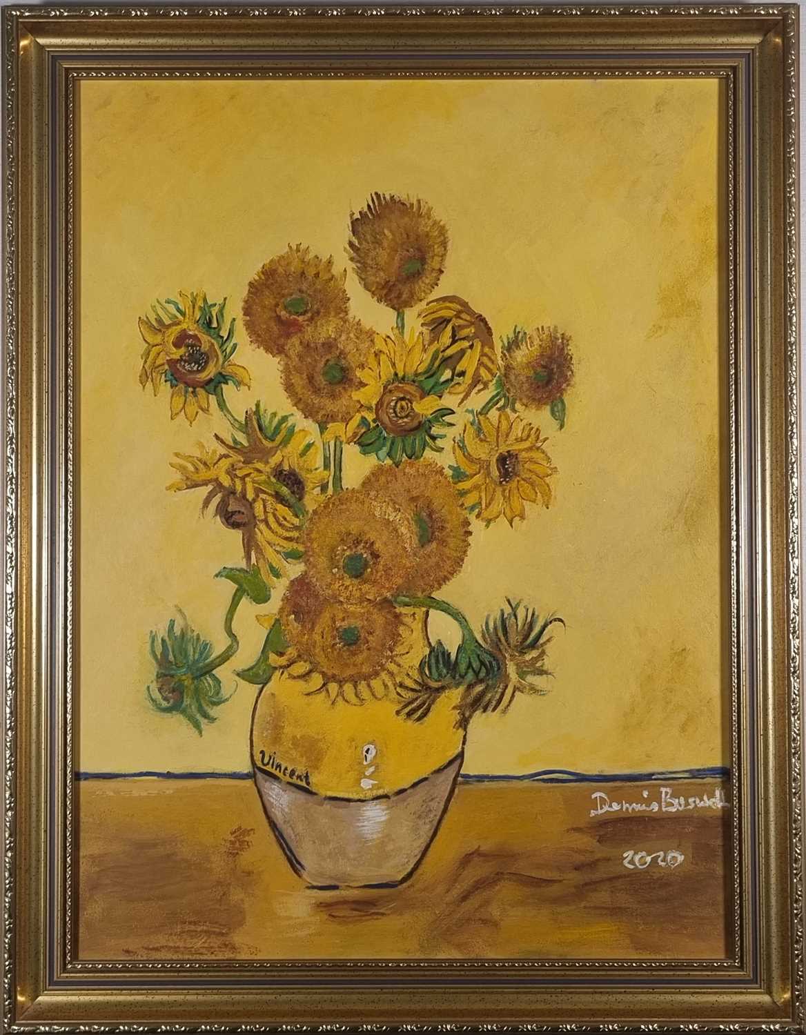 Dennis BUSWELL (British b. 1952) Sun Flower (in the style of Van Gogh), Acrylic on board, Signed and - Image 2 of 12