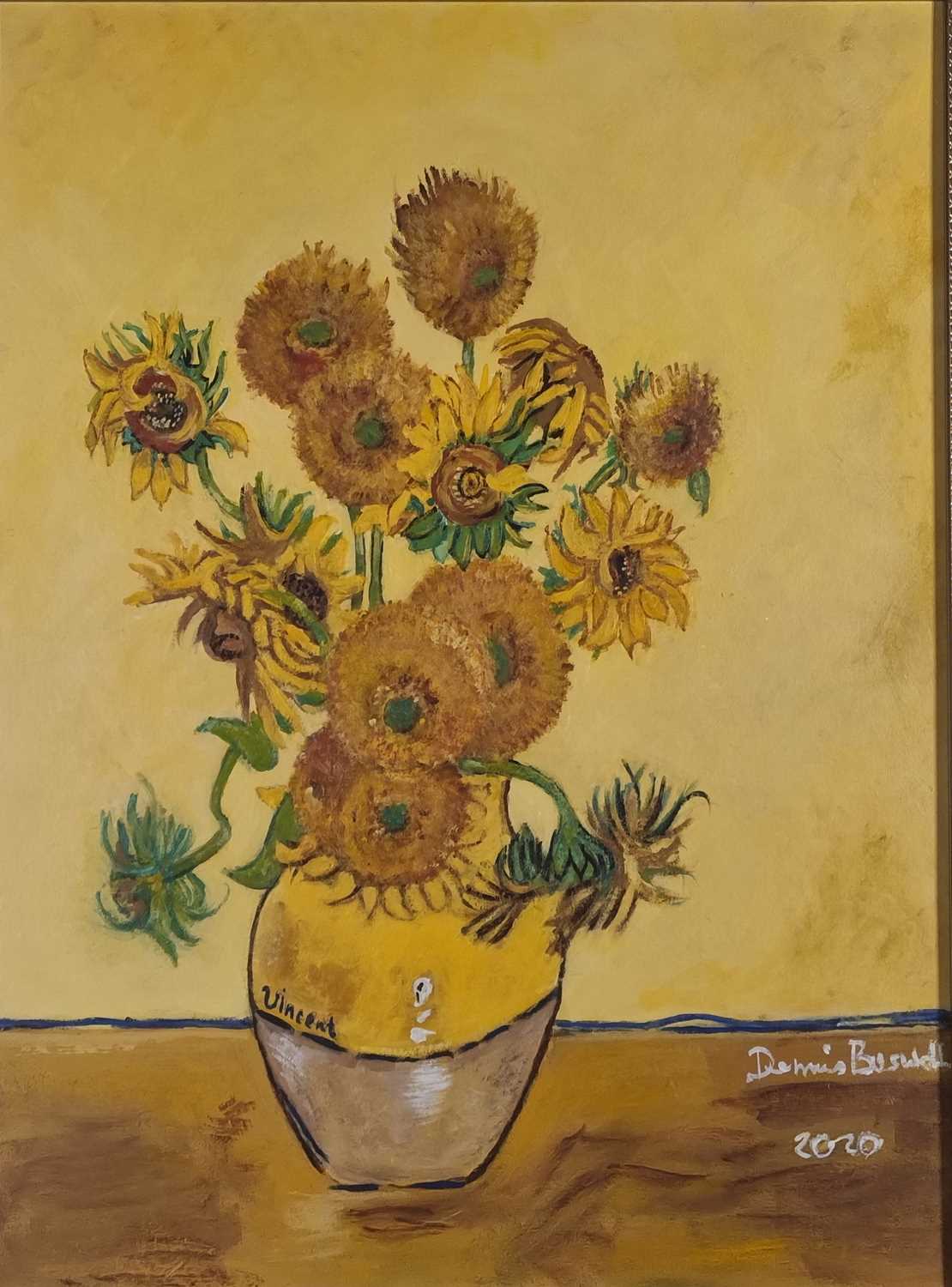 Dennis BUSWELL (British b. 1952) Sun Flower (in the style of Van Gogh), Acrylic on board, Signed and - Image 7 of 12