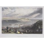 After Joseph Mallord William TURNER (British 1775-1851) Falmouth Harbour, Coloured engraving, 6" x