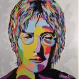 ƚ Steven BROWN (Irish b. 1963) John Lennon, Giclée print on canvas, 40" x 40" (101cm x 101cm) (