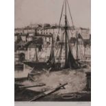 J HARLEY (19th Century) Brixham Harbour, Devon, Drypoint etching, Signed lower right, inscribed