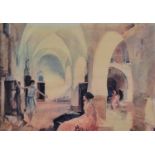 ƚ Sir William Russell FLINT (British 1880-1969) Turkish Bath, Colour print, 11.25" x 16" (28cm x