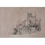 Early 20th Century Cornish School, The Levant Mine, Etching by A.M.S, Inscribed, 6.75" x 10" (17cm x