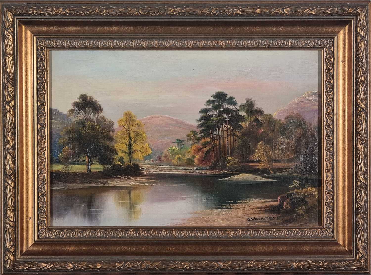 George Willis PRYCE (British 1866-1949) River Landscape, Oil on canvas, Signed lower right, 7.5" x - Image 8 of 9