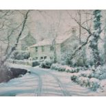 ƚ Denys LAW (British 1907-1981) Snow in Lamorna, Colour print, 17.5" x 21.5" (44cm x 54cm)
