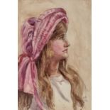 Manner of Hildegard MILLER (British Late 19th / Early 20th Century) Portrait of a young woman in a
