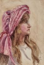 Manner of Hildegard MILLER (British Late 19th / Early 20th Century) Portrait of a young woman in a