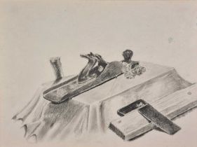 Vaughan ALLEN (British b. 1952) Carpentry Tool Still Life, Charcoal on paper, titled and dated