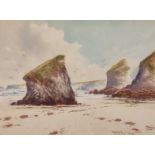 Frederick LEYTON (British Early 20th Century) Bedruthan Steps, Watercolour, Signed lower right, 5.