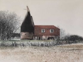 ƚ Paul Bisson (British b.1938-) Oast House, Colour etching, artist's proof, signed and titled to the