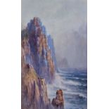 John Clarkson UREN (British 1845-1932) At Land's End, Watercolour, Signed lower left, 17.75" x 10.5"