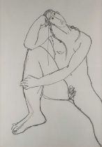 Barbara KARN (British b. 1949) Female Nude, Conte on paper, titled and signed vers, 23" x 16" (
