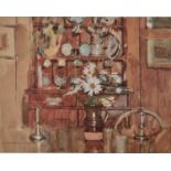 ƚ Ken HOWARD (British 1932-2022) Still Life - Vase of Flowers in a Kitchen Interior, Limited edition