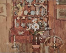 ƚ Ken HOWARD (British 1932-2022) Still Life - Vase of Flowers in a Kitchen Interior, Limited edition
