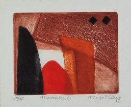 ƚ Margrit CLEGG (German b. 1941) Marrakesh, Etching in colours, Signed, inscribed and numbered 10/35