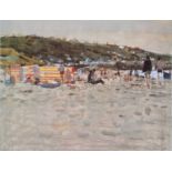 ƚ Ken HOWARD (British 1932-2022) A Busy Beach (Sennen Beach), Limited edition print, Signed ad