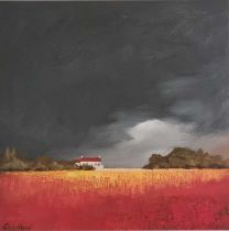 David GAINFORD (British b. 1941) Stormy Skies, Oil on canvas, Signed lower left, 15.25" x 15.25" (