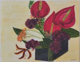 M M T (20th Century) Still life of flowers, Watercolour, Signed with initials lower right, 7.5" x