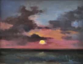 David GAINFORD (British b. 1941) Seascape by Moonlight, Oil on canvas, Signed lower left, 27.5" x