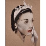 Vaughan ALLEN (British b. 1952) Dame Margot Fonteyn Powdering, Crayon, chalk and gouache on paper,