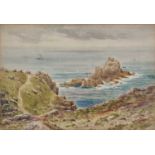 William Stephen TOMKIN (British 1861-1940) The Armed Knight near Lands End, Watercolour, Signed with