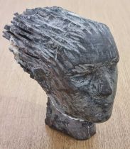 ƚ Alex SMIRNOFF (British b. 1960) Carved Head in Stone, 8" high (20cm)