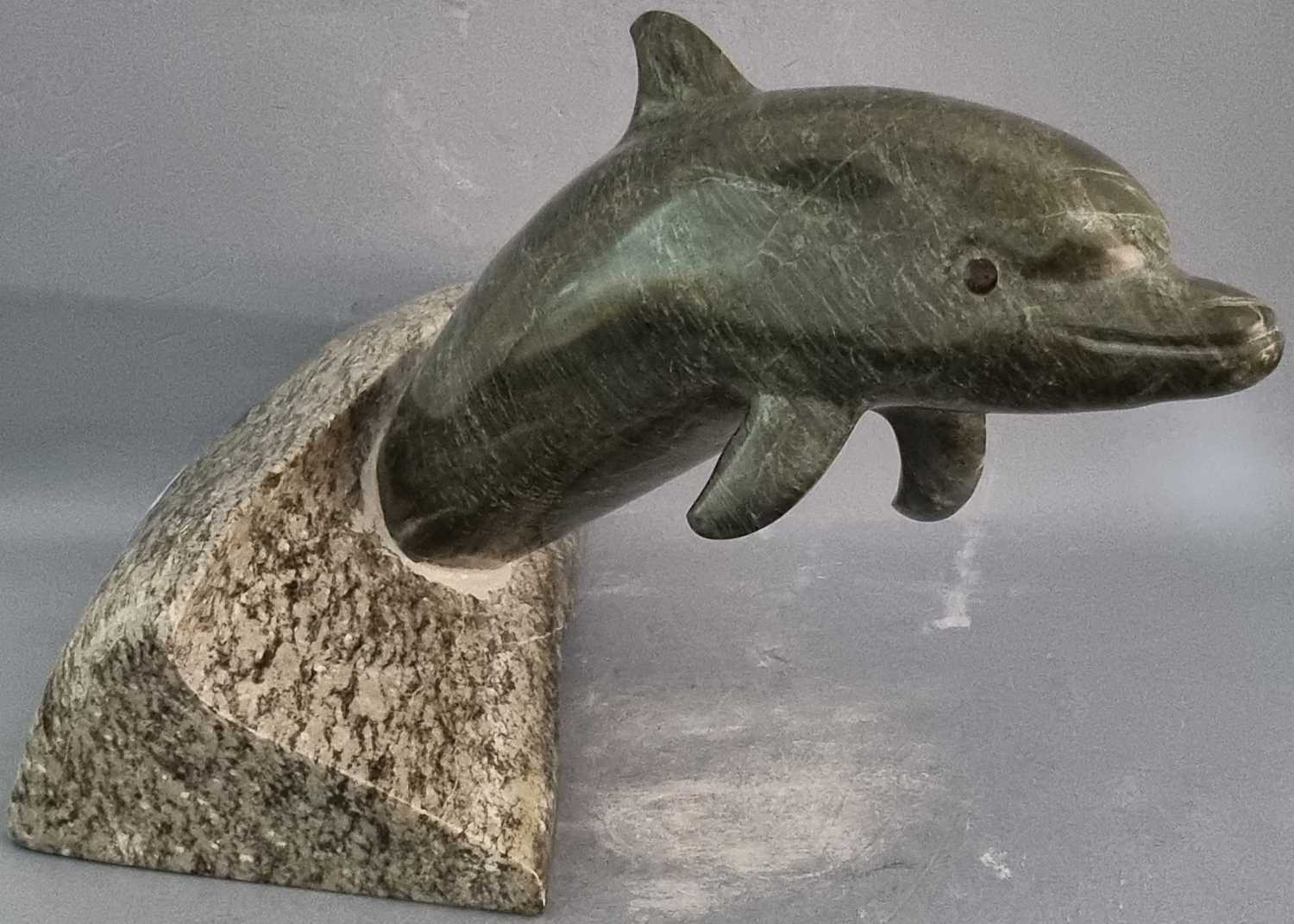 Lawrence MURLEY (British b. 1962) Dolphin I, Turkish Marble Dolphin Verde Rajistan on Connemara - Image 2 of 6