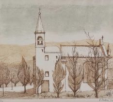 ƚ Betty PEAKIN (British 20th / 21st Century) Maybec Church, Colour etching, Signed and dated '74