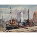 George HOLLOWAY (British 1883-1976) Sharpness Docks, Watercolour, Signed lower right, 9.25" x 12" (