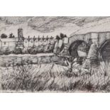 ƚ R W COLLINGHAM (British 20th Century) A Bridge over the River, Ink drawing, Signed and dated 13.