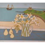 ƚ Bryan PEARCE (British 1929-2007) Daffodils on a Windowsill, Limited edition screenprint, Artist