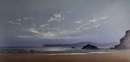 ƚ Spencer LEE (British 20th / 21st Century) Ebb Tide I (Figures on a beach), Colour print, 16.5" x