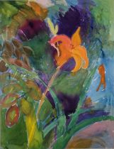 Barbara KARN (British b. 1949) Day Lily, Watercolour, Signed lower right, titled and signed verso,